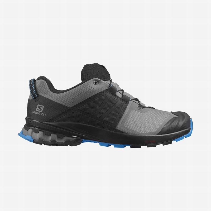 Salomon Israel XA WILD - Mens Trail Running Shoes - Black/Blue (KREQ-83749)